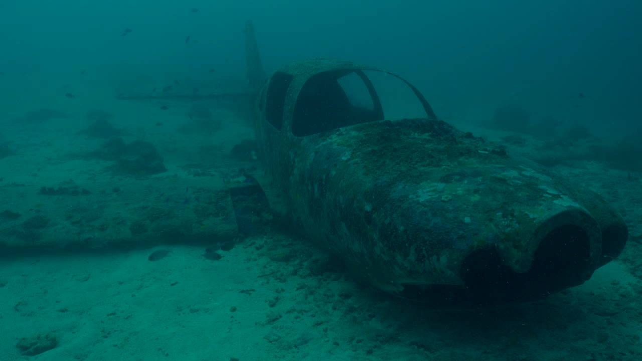 해저에 수중 비행기 잔해