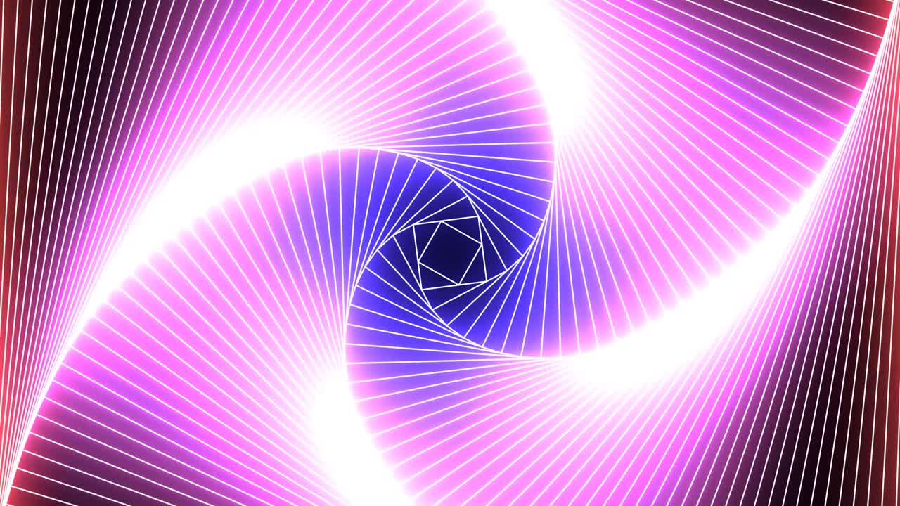 Abstract Neon Laser Tunnel Glowing Pink and Blue Ultraviolet Light - 4K Seamless Loop Motion Background Animation