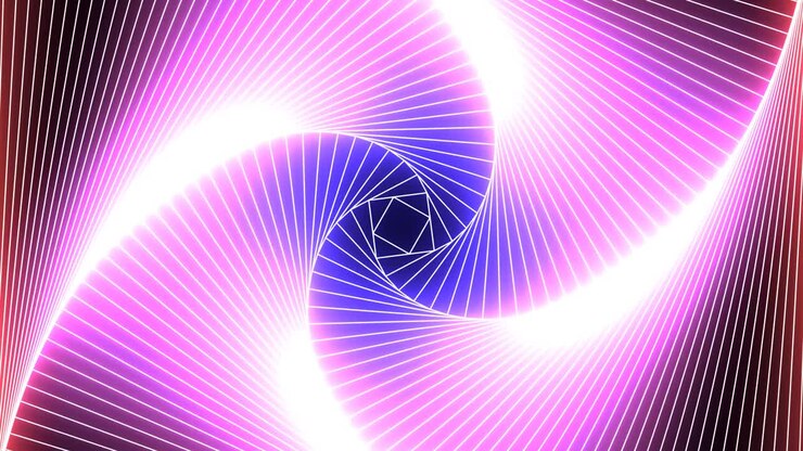 Túnel Abstrato de Laser Neon com Luz Ultravioleta Rosa e Azul Brilhante - Animação de Fundo em Movimento em Loop Contínuo 4K