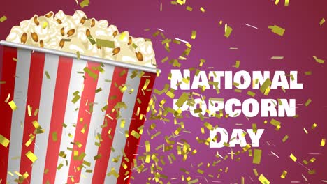 Animation-Von-Konfetti-Und-Text-Zum-Nationalen-Popcorn-Tag-über-Einer-Schachtel-Popcorn