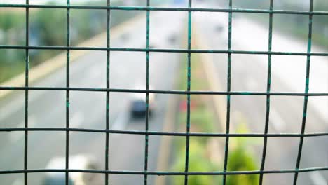 road safety wire fence with background blur