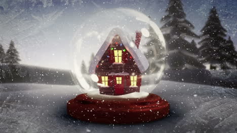 christmas animation of illuminated hut against snowy landscape 4k