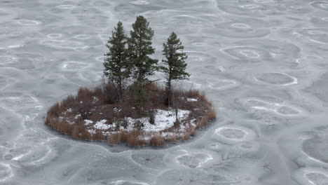 kamloops winter magic: island stands alone in frozen mcqueen lake