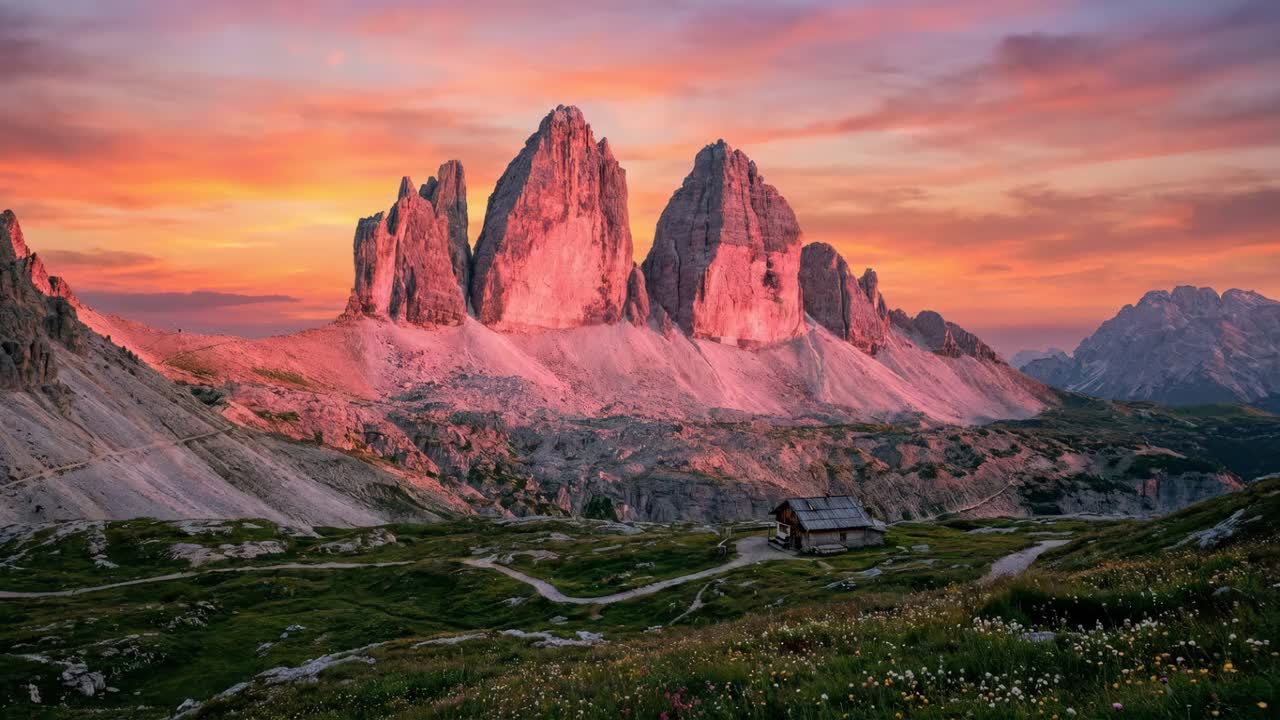 Paesaggio panoramico di montagna al tramonto