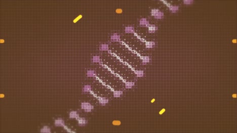 animation of dna strand and circles over cityscape