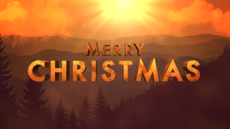 Merry-Christmas-on-sunset-landscape-with-sun-and-forest