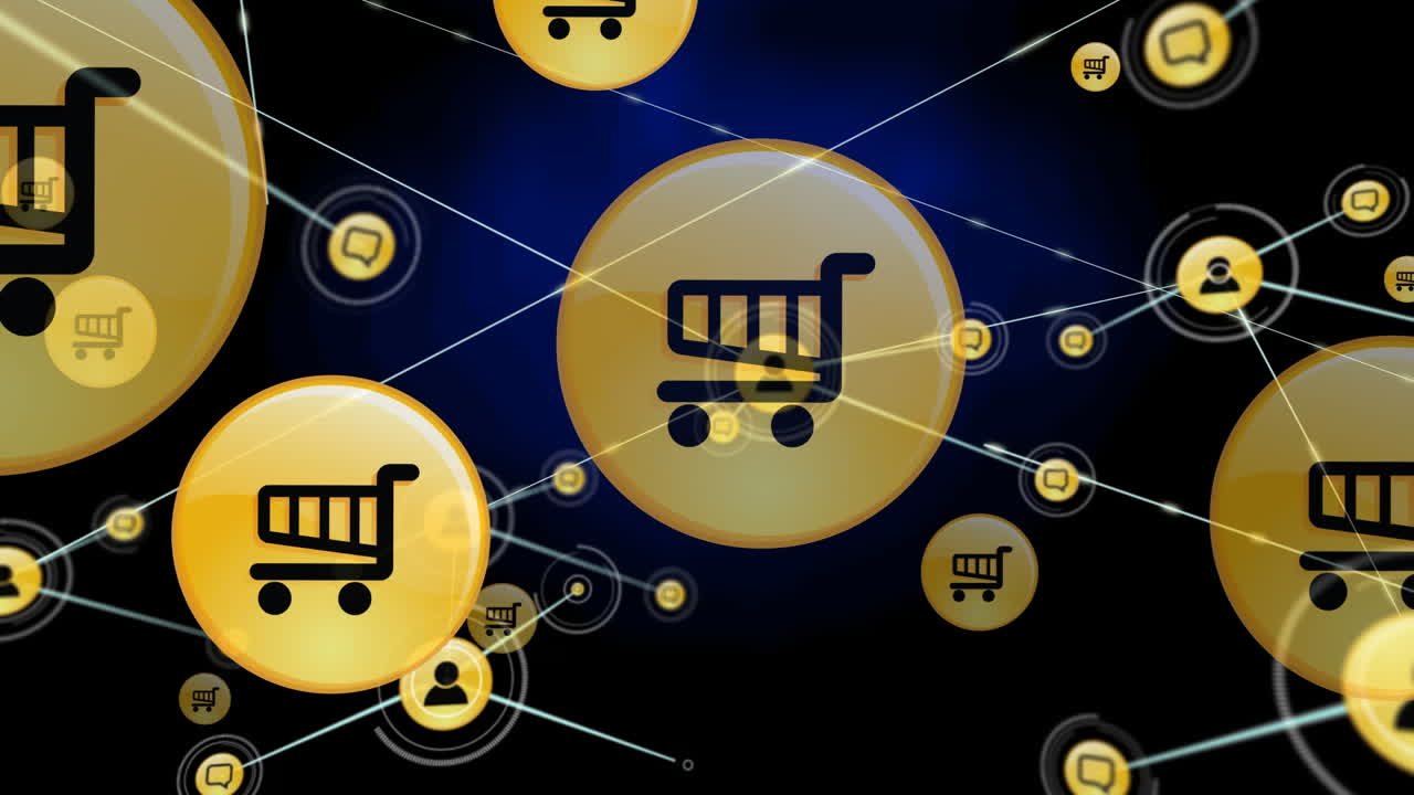 анимация сети соединений на черном фоне