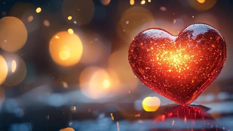 a heart with a glowing red center is surrounded by a blurry background. the heart is the main focus of the image, and the glowing red center draws attention to it
