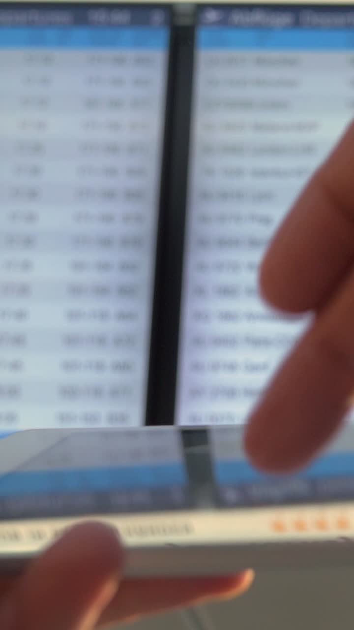 A screen displaying data