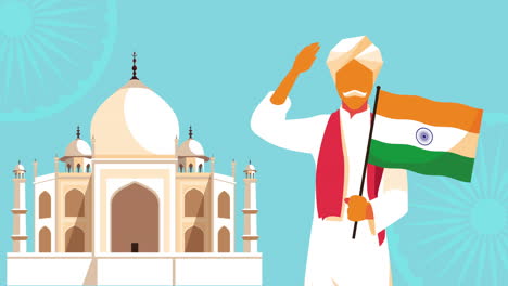 india independence day celebration with man and flag