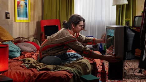 Retro Gamer in a Vintage Bedroom