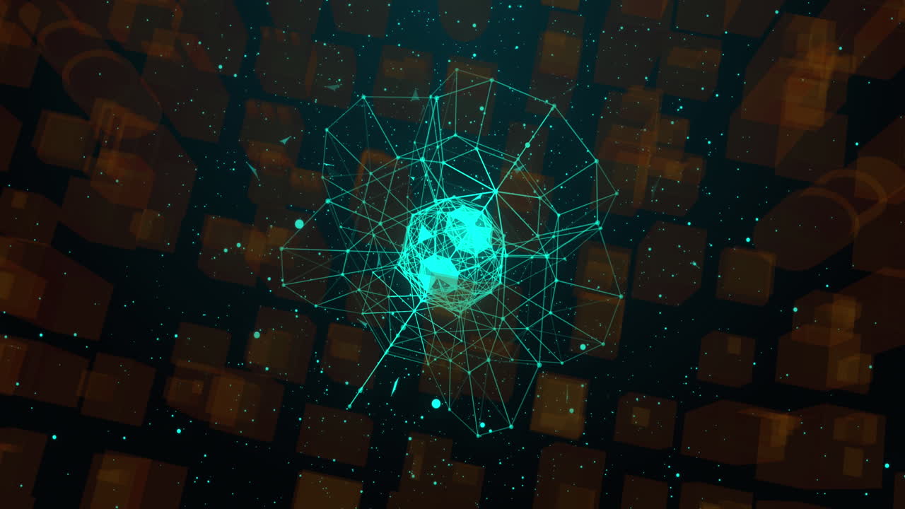 Globe of network of connections against cityscape