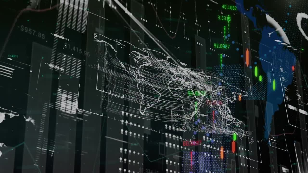 Animation of statistics and data processing over world map