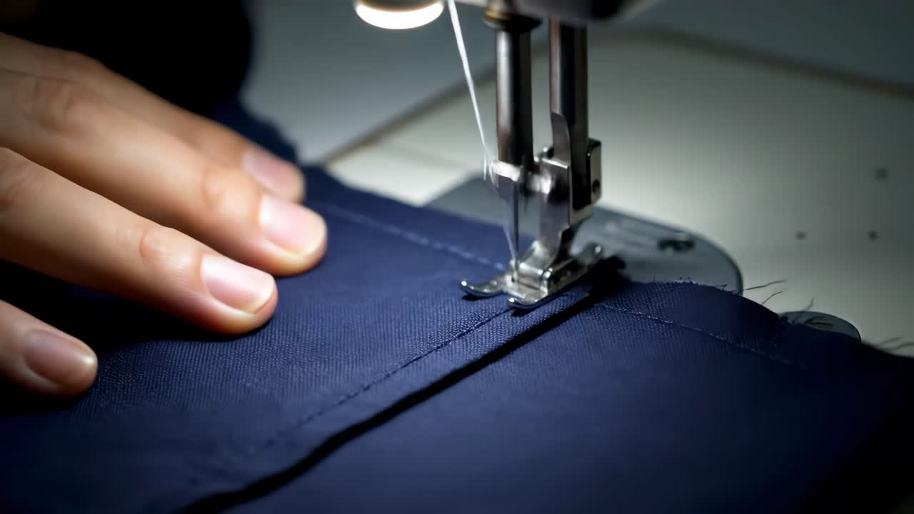 Close-up of a sewing machine stitching fabric