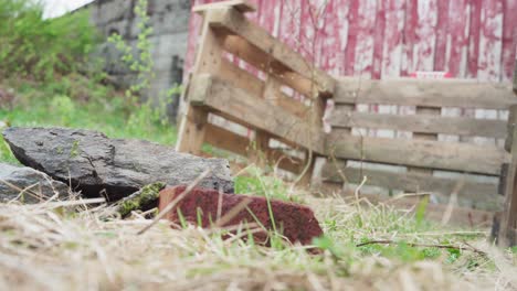 Pieces-Of-Rocks,-Stones,-And-Brick-Dropping-On-The-Ground