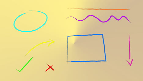 animation of colourful shapes on beige background