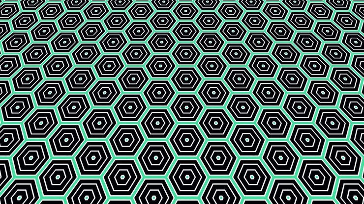 Graphic video pattern with geometric figures that tilts up and moves.