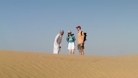 three travelers in the desert