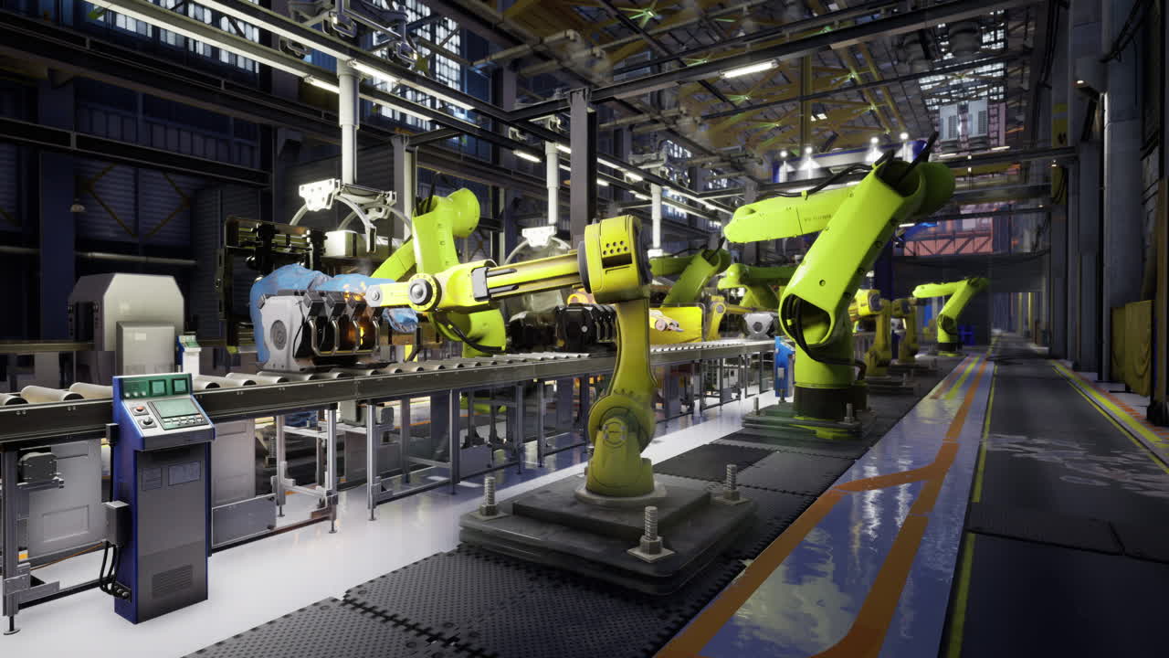 Advanced robotic manufacturing in a modern industrial facility
