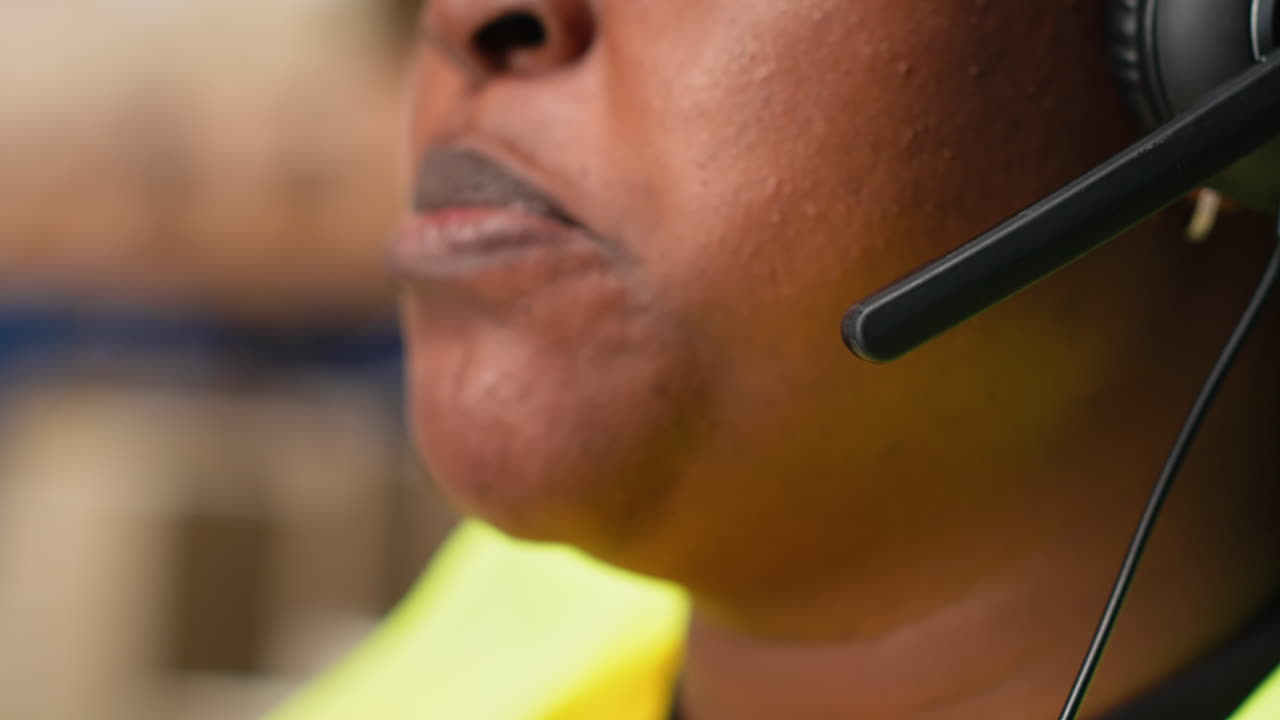 Call center clerk parcel tracking and order dispatch on help line