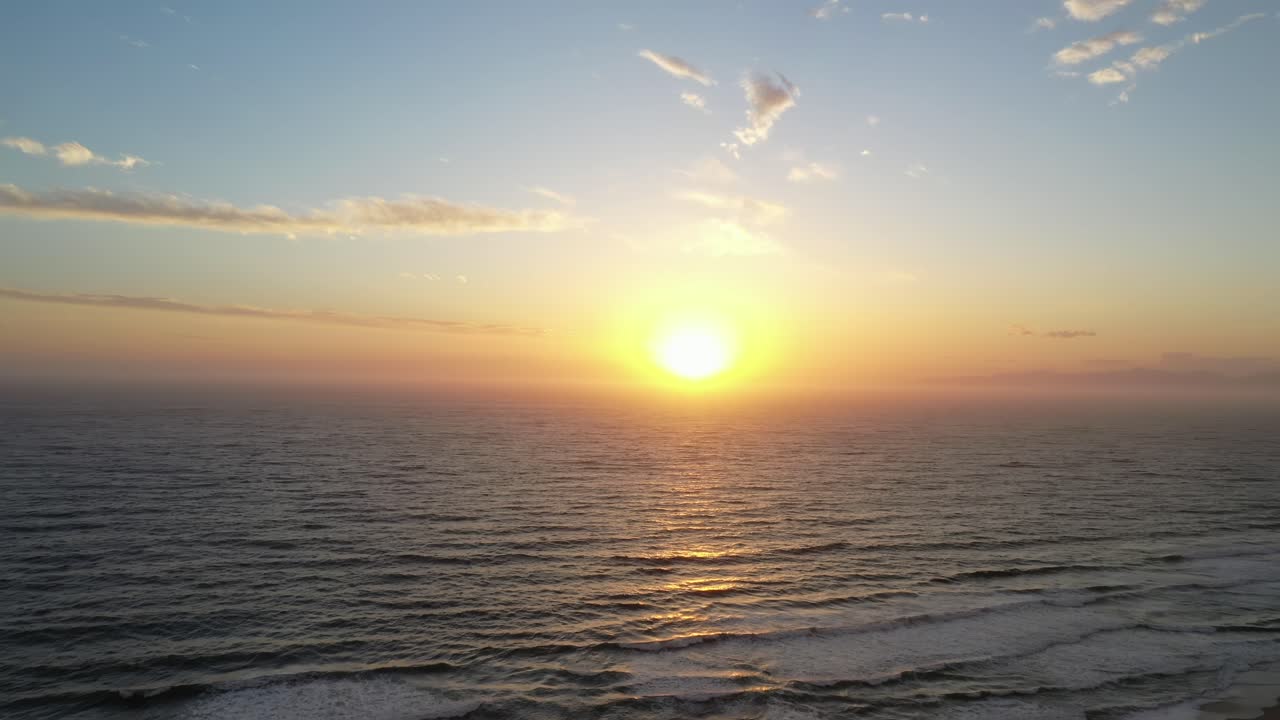 Beautiful Sunset Over Scenic Sea - aerial drone shot