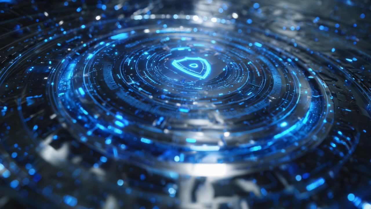 A Stunning Visual Journey Through an Abstractive Blue Circular Design, Capturing the Essence of Digital Energy and Motion in High Definition