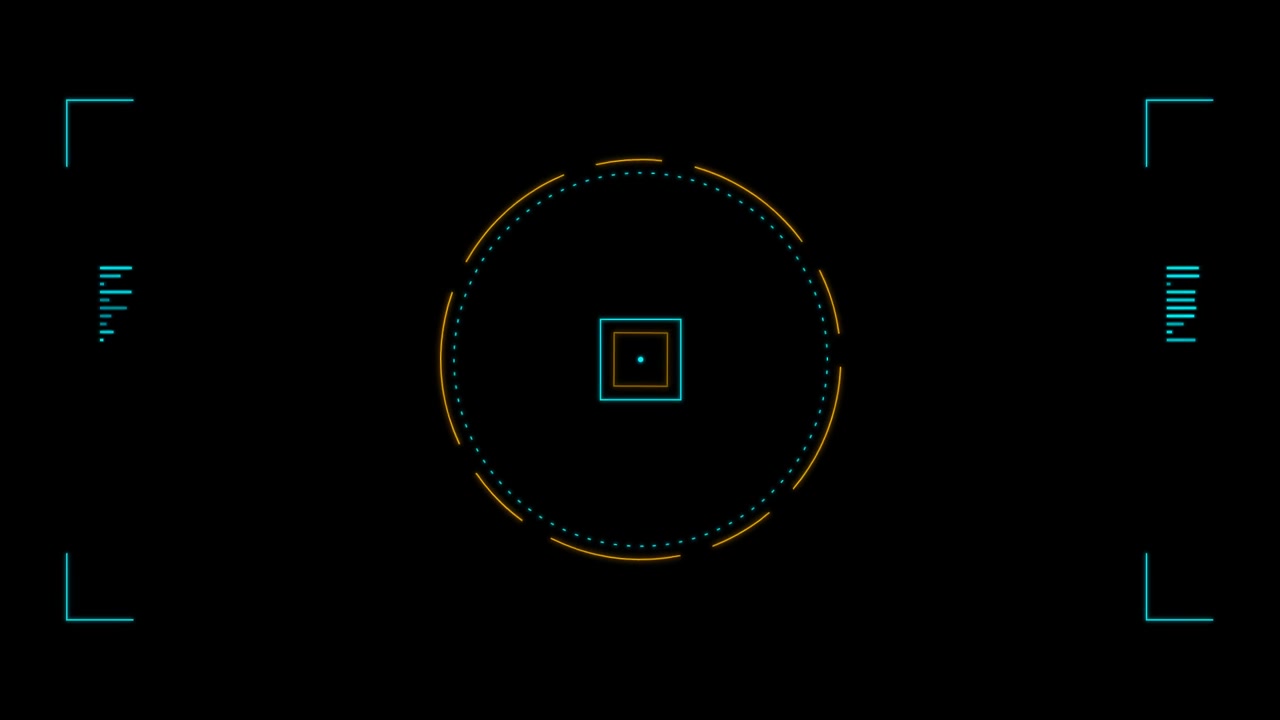 Futuristic Digital HUD Interface with Rotating Targeting Reticle