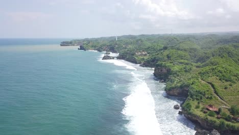 coastline on the south beach of java island in the morning, yogyakarta, indonesia