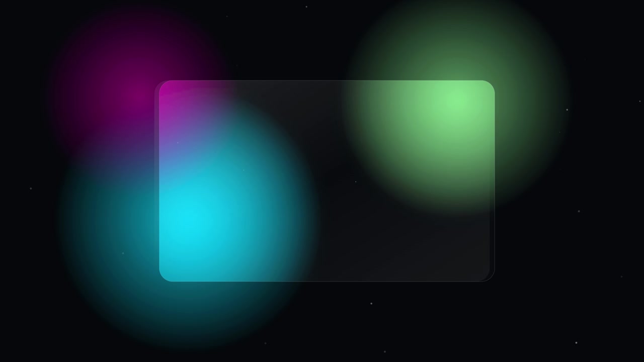 Abstract Motion Background with Floating Glassmorphism Panel and Colorful Blurred Lights