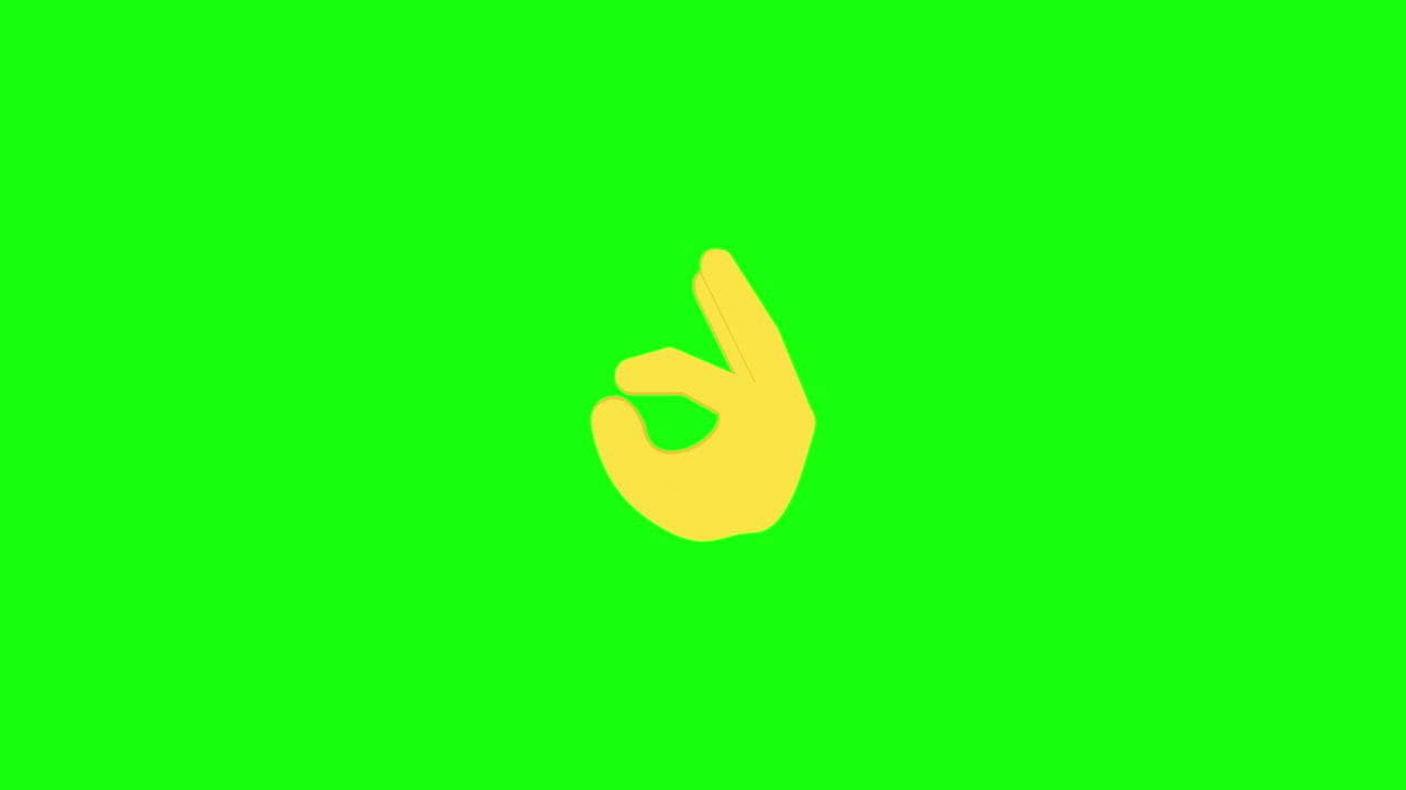 Animated Hand Making OK Gesture on Green Screen