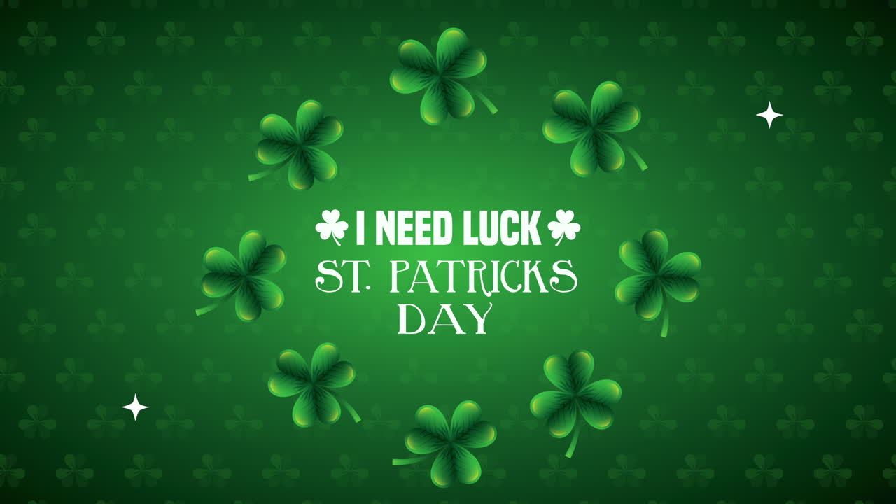 st patricks day animated card with lettering and clovers