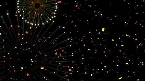 Animation-of-fireworks-and-confetti-on-black-background