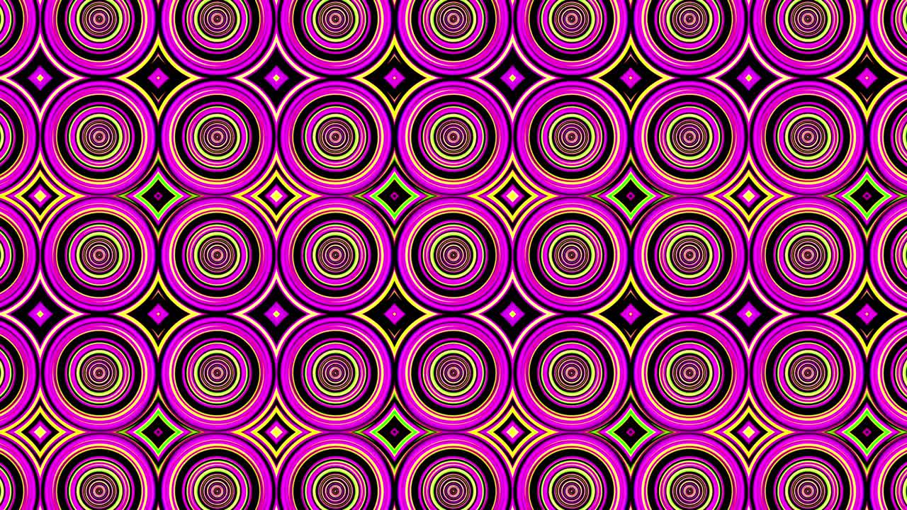 Seamless looping psychedelic background with neon circles