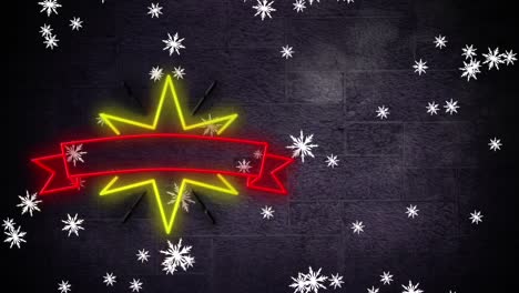 Animation-of-christmas-neon-decoration-over-black-backgroun