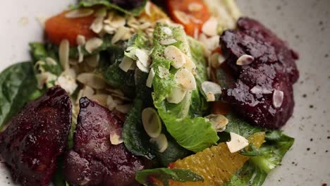 roasted beetroot and liver salad with orange and almonds