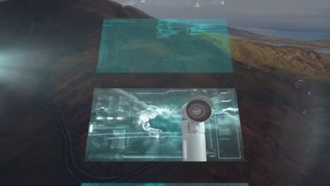 Animation of moving screens over seascape