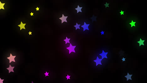 animation of glowing multi coloured stars moving in hypnotic motion on black background