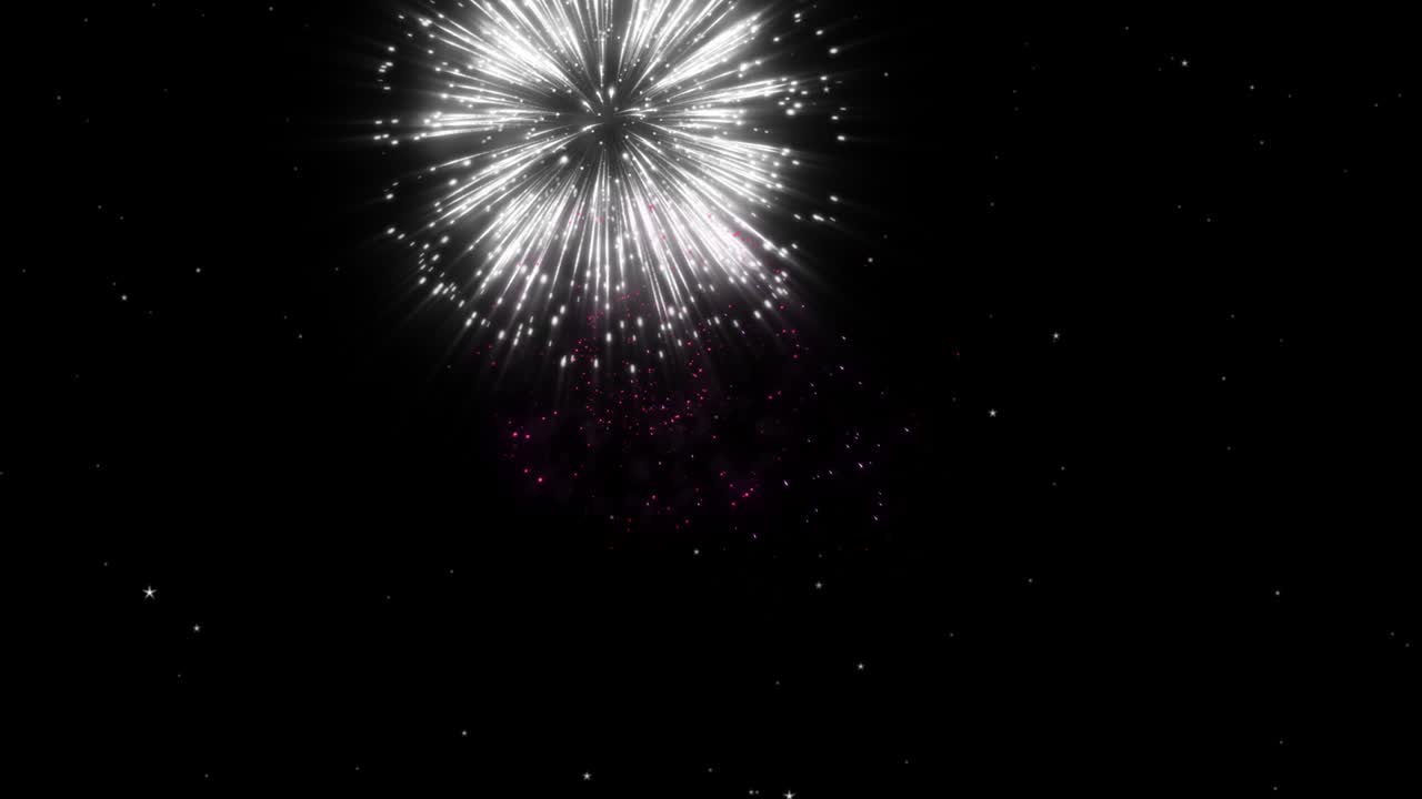 4K Firework Display At Night On Black Background.