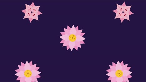 animación de patrón de jardín de flores rosadas