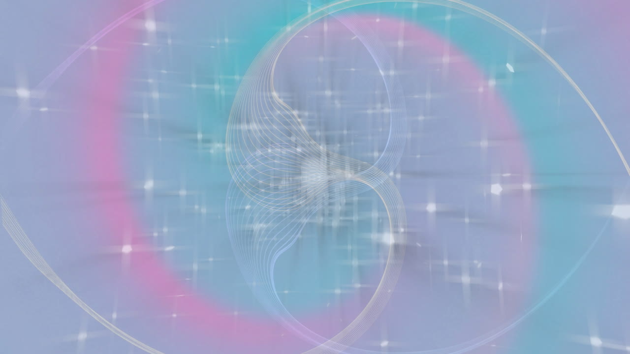 다채로운 추상적인 모양과 빛 효과, 반이는 선과 반이는 애니메이션