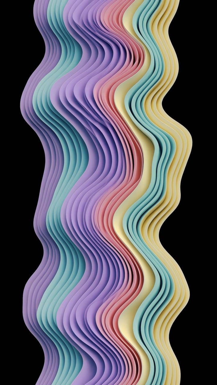Vertical Abstract Animation of Undulating Pastel Wavy Layers
