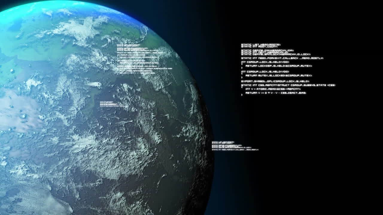 전 세계에 있는 아이콘으로 데이터 처리의 애니메이션