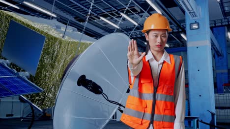 ingeniero en la instalación de satélites