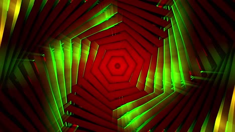 abstract geometric tunnel with red and green lights