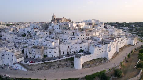 4k aerial of ostuni, 'the white town' in apulia, south of italy