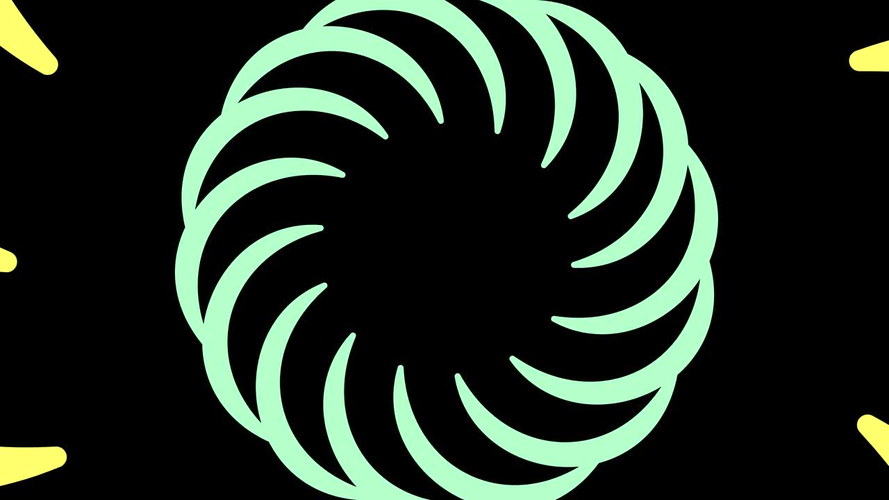 중앙에서 회전하고 크기를 늘려서 전체 배경을 고 사라지는 그래픽 디자인입니다.