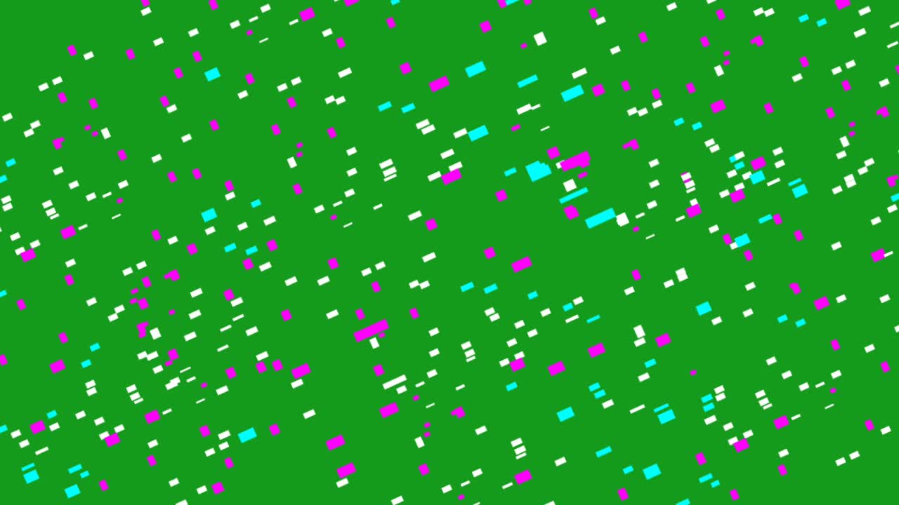 gráficos de movimiento de partículas de color con fondo de pantalla verde