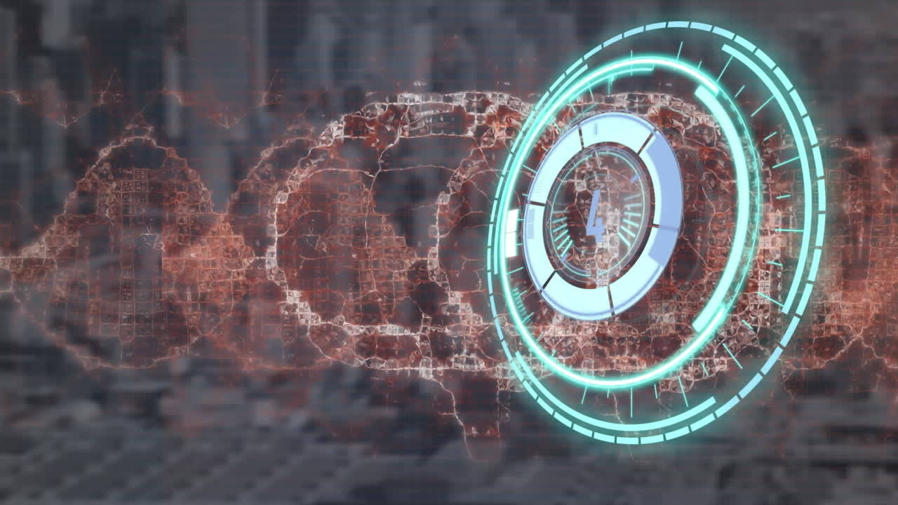 animación de escaneo de alcance y cerebro humano sobre el paisaje urbano