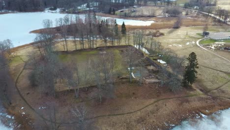 Araisi-Lake-Castle-in-Latvia-Aerial-Shot-From-Above