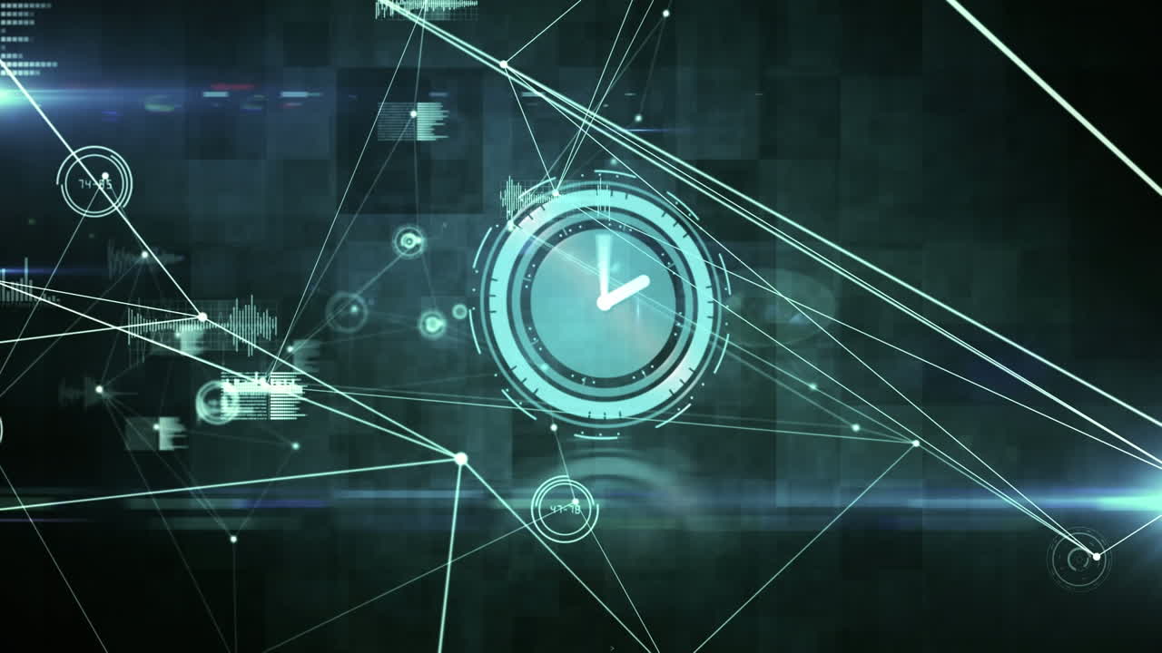 연결 네트워크를 통해 이동하는 시계의 애니메이션